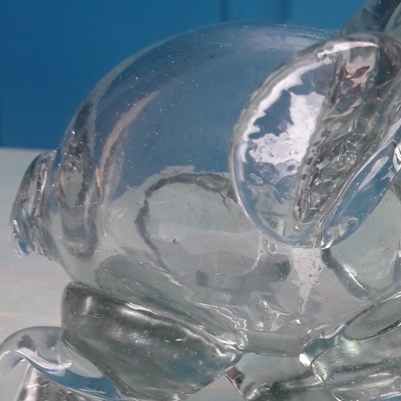 Glass Elephant Animal Figurine Hand Blown Bubble Glass Clear Handmade Glass Art - Picture 11 of 14